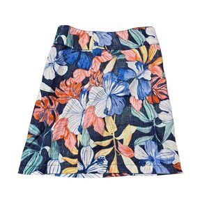 Tommy Bahama Floral Linen Skirt Women's Size 0 Colorful Summer Beach Resort